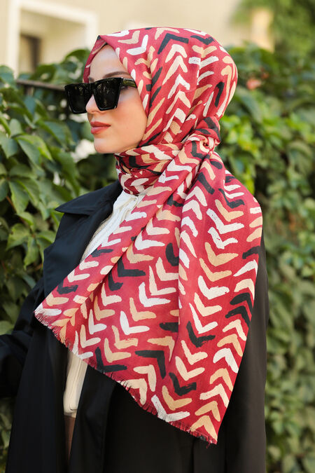 Claret Red Hijab Shawl 7516BR - NEVA STYLE