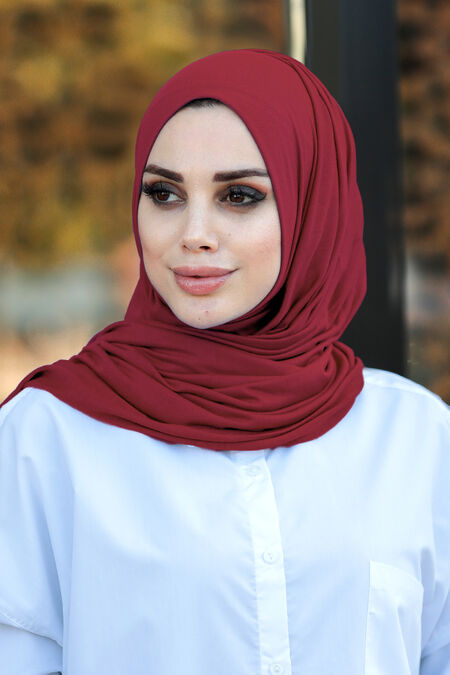 Claret Red Hijab Shawl 7528BR - NEVA STYLE