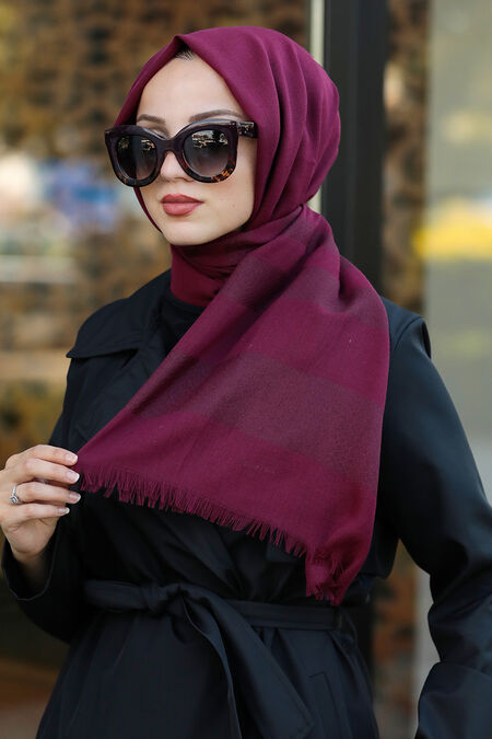 Claret Red Hijab Shawl 7532BR - NEVA STYLE