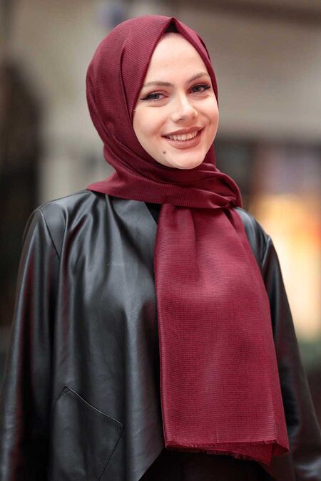 Claret Red Hijab Shawl 7547BR - NEVA STYLE