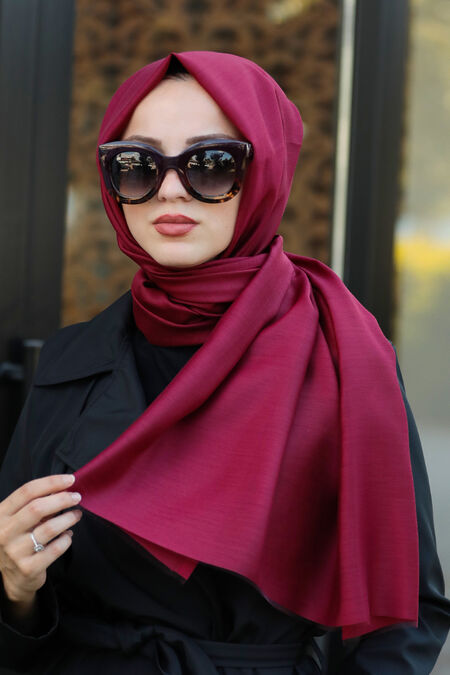Claret Red Hijab Shawl 7548BR - NEVA STYLE