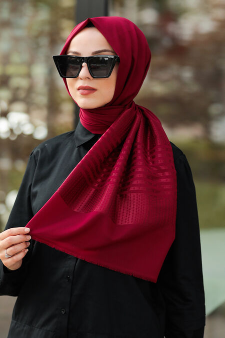 Claret Red Hijab Shawl 7560BR - NEVA STYLE