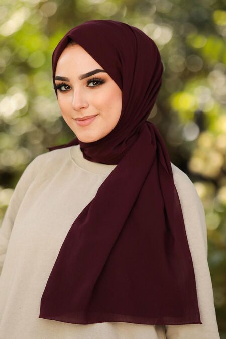 Claret Red Hijab Shawl 7563BR - Neva-style.com