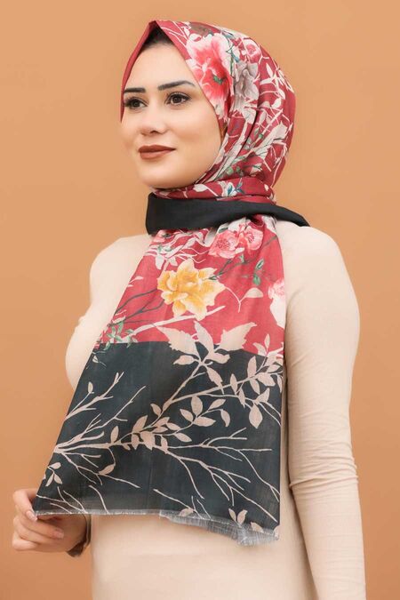 Claret Red Hijab Shawl 7565BR - NEVA STYLE