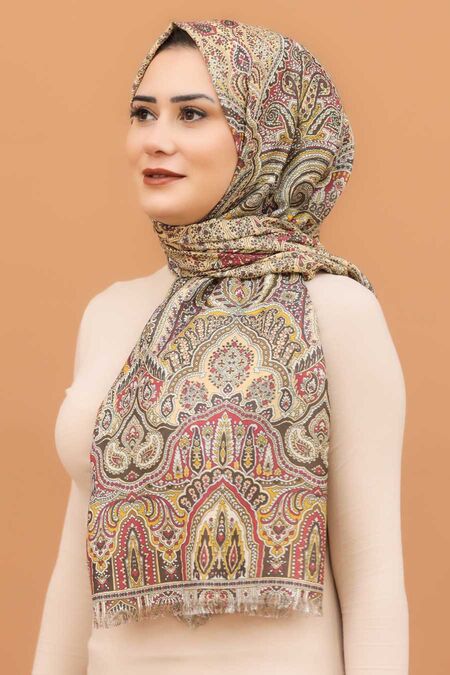 Claret Red Hijab Shawl 7570BR - NEVA STYLE