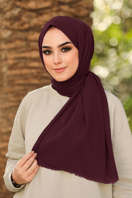 Claret Red Hijab Shawl 7571BR - NEVA STYLE