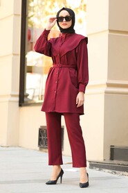 Claret Red Hijab Suit 5161BR - 1