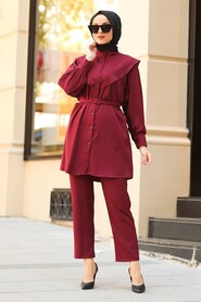 Claret Red Hijab Suit 5161BR - 2