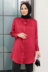 Claret Red Hijab Tunic 5705BR - NEVA STYLE