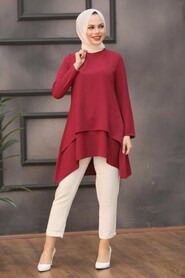 Claret Red Hijab Tunic 5724BR - 3