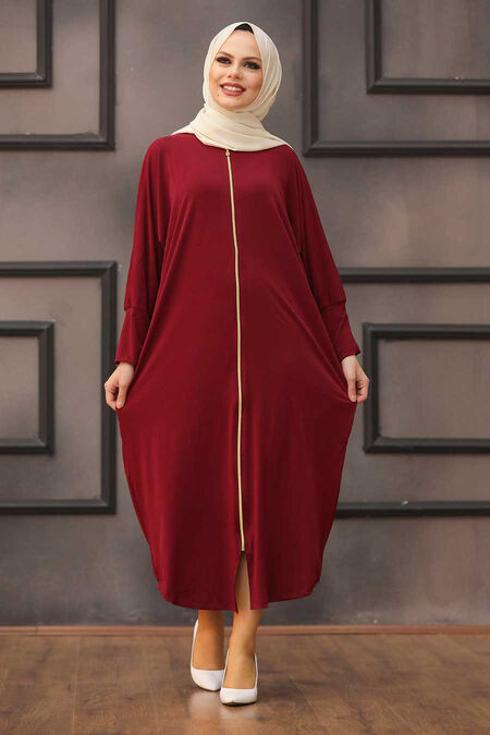 Claret Red Hijab Turkish Abaya 1772BR - NEVA STYLE