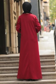 Claret Red Hijab Turkish Abaya 5748BR - 2