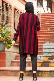 Claret Red Hijab Knitwear Tunic 33210BR - 2
