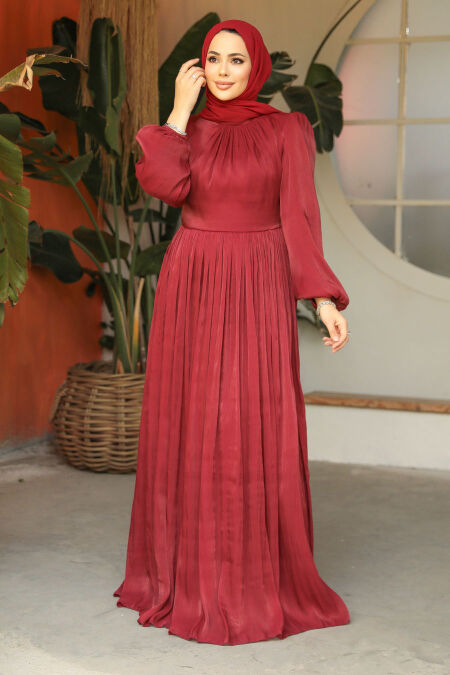 Claret Red Modest Gown 45191BR - NEVA STYLE