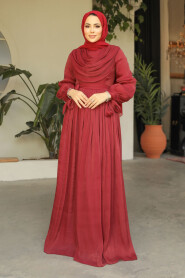 Claret Red Modest Prom Dress 44591BR - 2