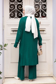 Collared Emerald Green Knit Modest Two-Piece Set 34181ZY - 4