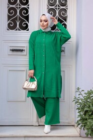 Collared Green Knit Modest Two-Piece Set 34181Y - 2