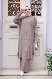 Collared Mink Knit Modest Two-Piece Set 34181V - 1