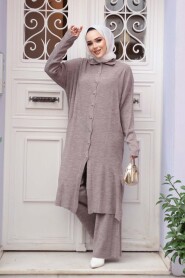 Collared Mink Knit Modest Two-Piece Set 34181V - 3