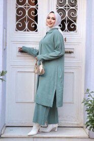 Collared Mint Knit Modest Two-Piece Set 34181MINT - 3