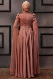  Satin Cooper Islamic Bridesmaid Dress 21990BKR - 4