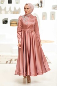  Luxury Cooper Islamic Wedding Dress 22260BKR - 4