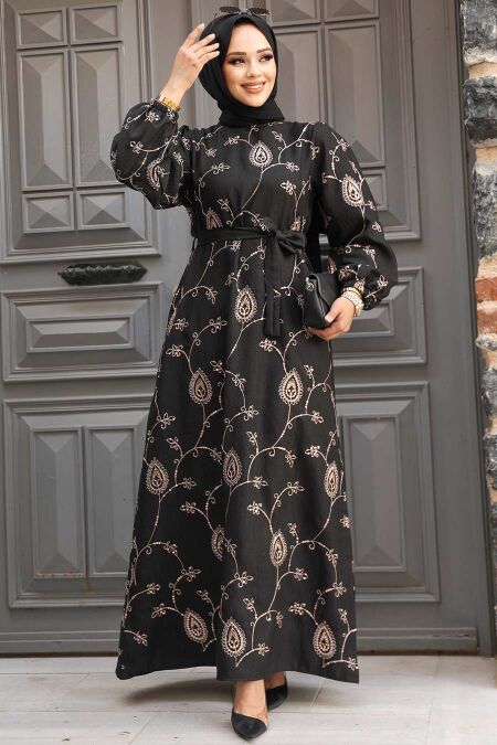 Copper Hijab Dress 30441BKR - NEVA STYLE