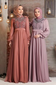 Copper Hijab Evening Dress 2155BKR - 2