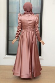  Satin Copper Modest Evening Dress 22584BKR - 2