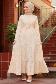 Cream Hijab Dress 22152KR - 1
