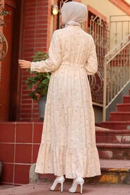 Cream Hijab Dress 22152KR - 2