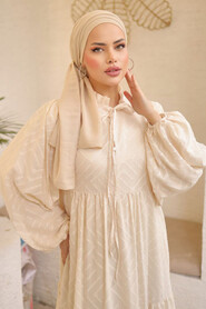 Cream Modest Pastel Dress 14112KR - 2