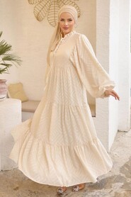 Cream Modest Pastel Dress 14112KR - 1