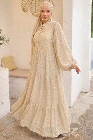 Cream Modest Summer Dress 14101KR - 1