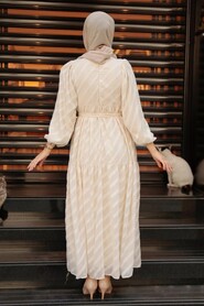 Crem Hijab Dress 10015KR - 3