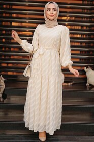 Crem Hijab Dress 10015KR - 2