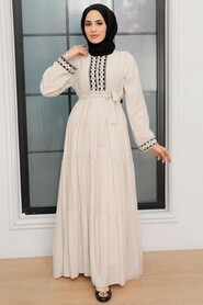 Crem Hijab Dress 10369KR - 1