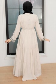 Crem Hijab Dress 10369KR - 3