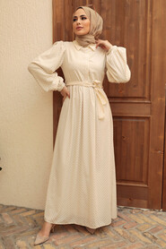 Crem Hijab Dress 13390KR - 1