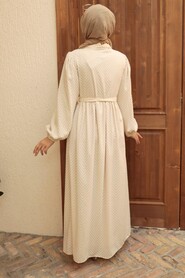 Crem Hijab Dress 13390KR - 2