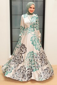  Luxury Crem Hijab Islamic Bridesmaid Dress 3432KR - 1