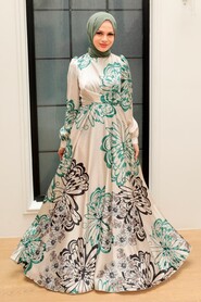  Luxury Crem Hijab Islamic Bridesmaid Dress 3432KR - 2