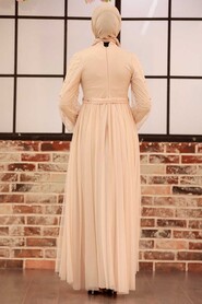  Modern Crem Islamic Clothing Evening Gown 5514KR - 4