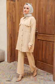 Crem Hijab Suit Dress 16041KR - NEVA STYLE