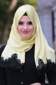 Dantelli İpek Görünümlü Şal Ürün Kodu : 1529 - 