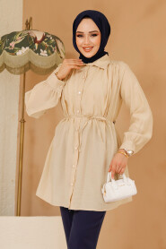 Dark Beige Modest Top 10025KBEJ - 3