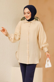 Dark Beige Modest Tunic 10059KBEJ - 2