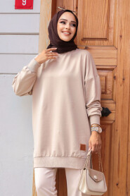 Dark Beige Modest Tunic 30644KBEJ - 2