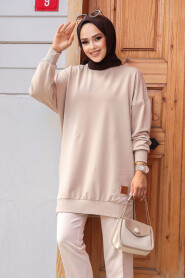 Dark Beige Modest Tunic 30644KBEJ - 3