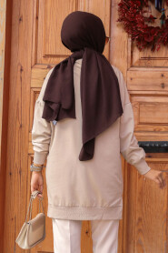 Dark Beige Modest Tunic 30644KBEJ - 4